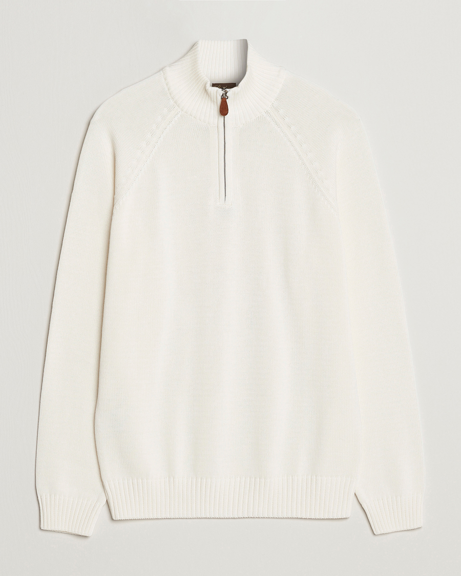 Herre | Trøjer | Stenströms | Knitted Cotton Half Zip White