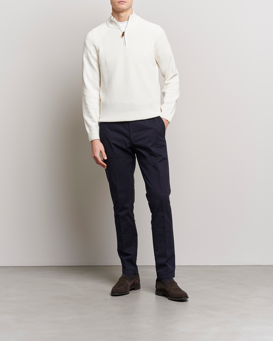 Herre | Trøjer | Stenströms | Knitted Cotton Half Zip White