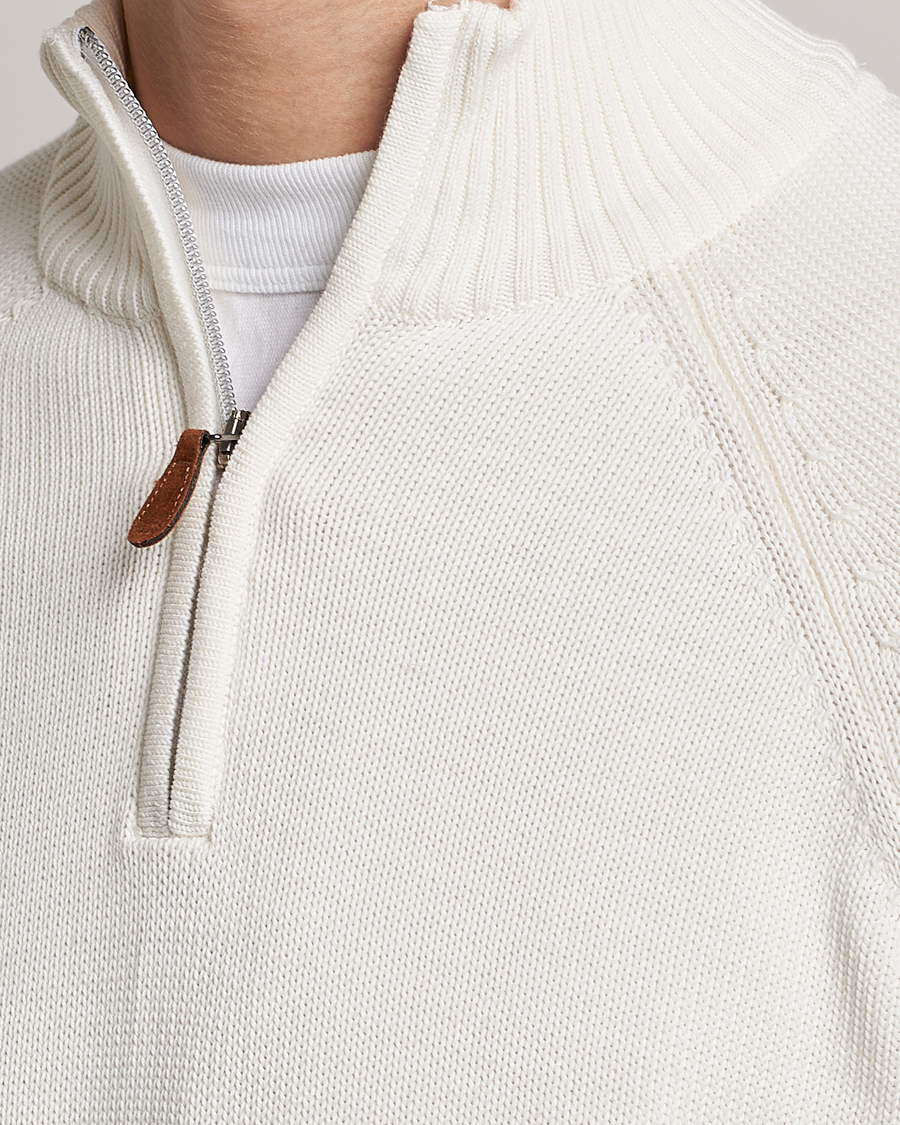 Herre | Trøjer | Stenströms | Knitted Cotton Half Zip White
