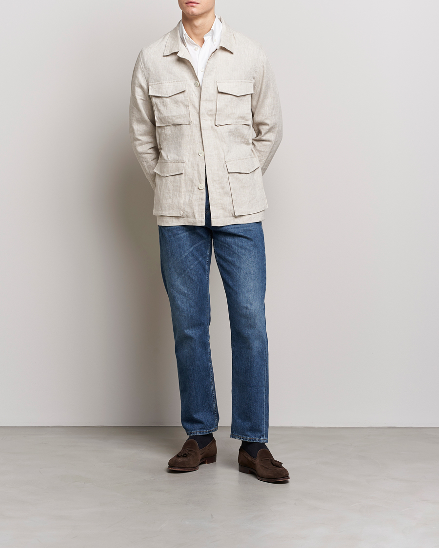 Herre | Jakker | Stenströms | Linen Field Jacket Beige