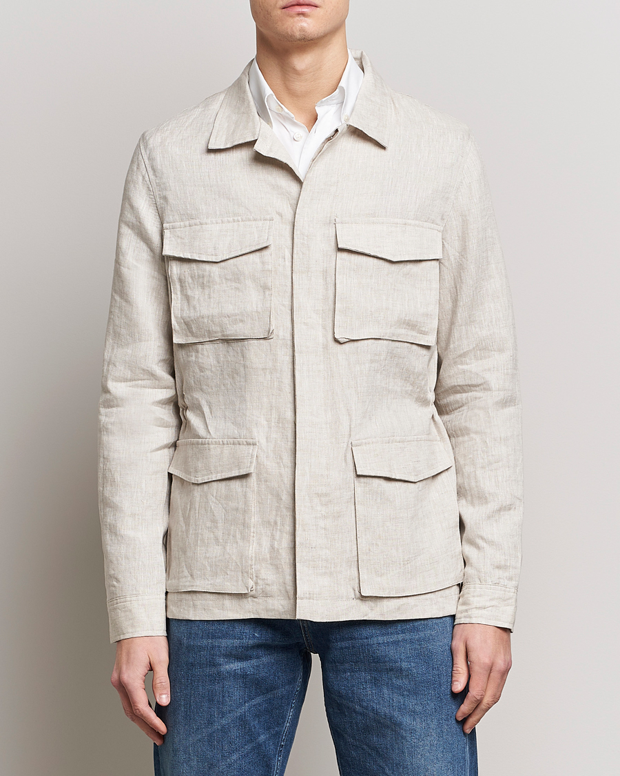 Herre | Jakker | Stenströms | Linen Field Jacket Beige