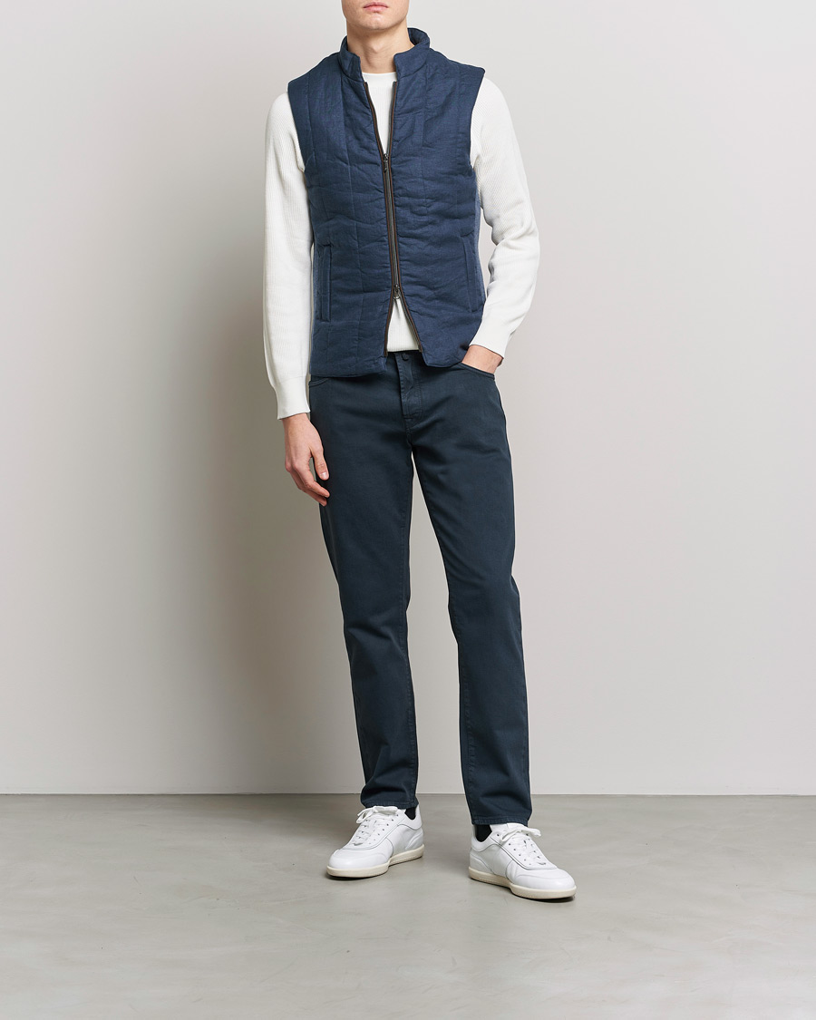 Herre | Veste | Stenströms | Hybrid Linen/Merino Vest Blue