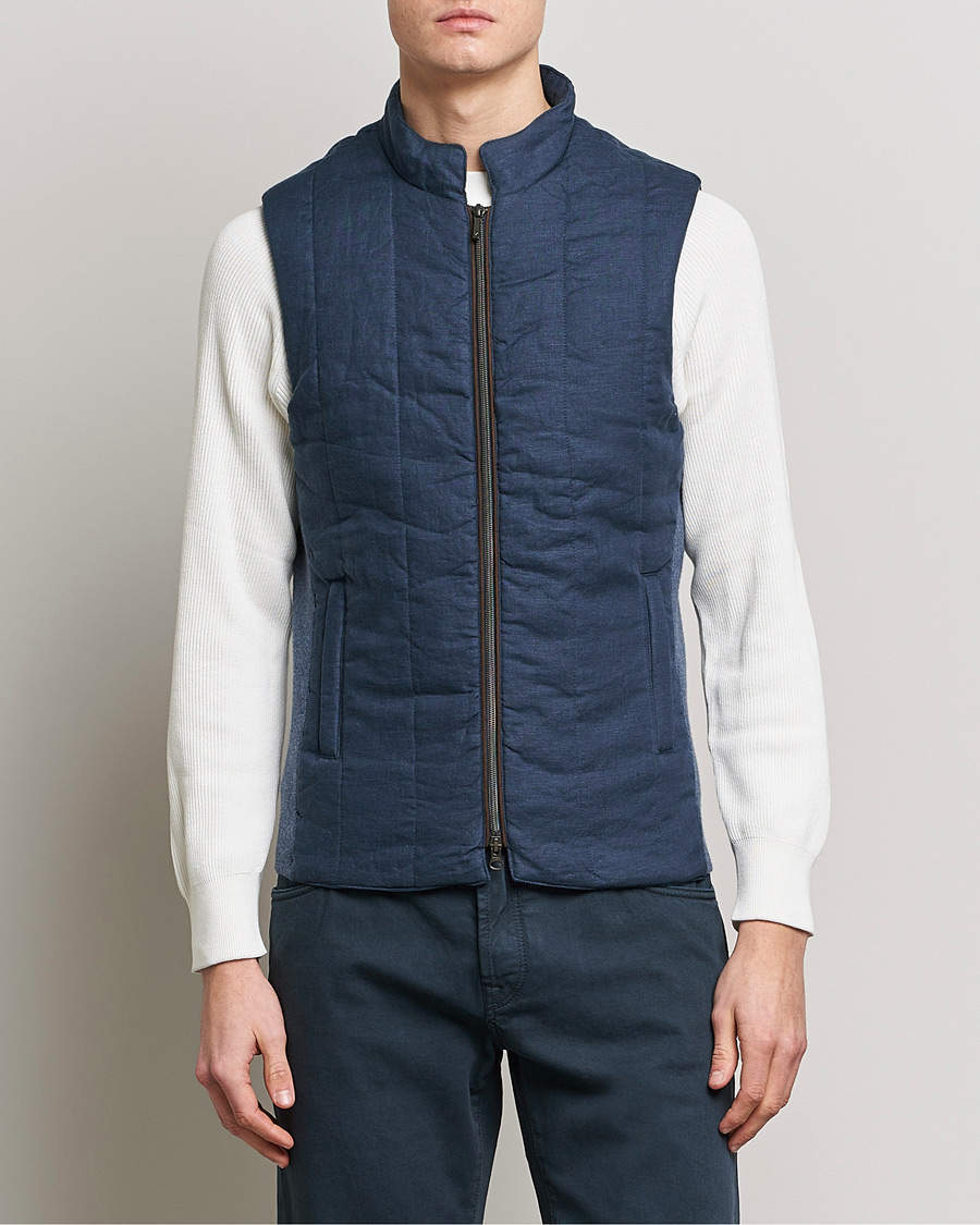 Herre | Veste | Stenströms | Hybrid Linen/Merino Vest Blue