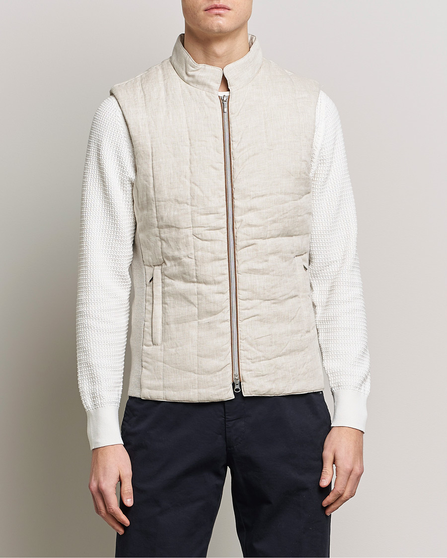 Herre |  | Stenströms | Hybrid Linen/Merino Vest Beige