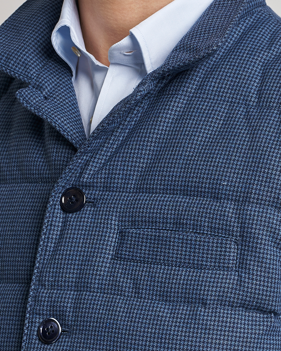 Herre | Veste | Stenströms | Padded Houndstooth Linen Vest Blue