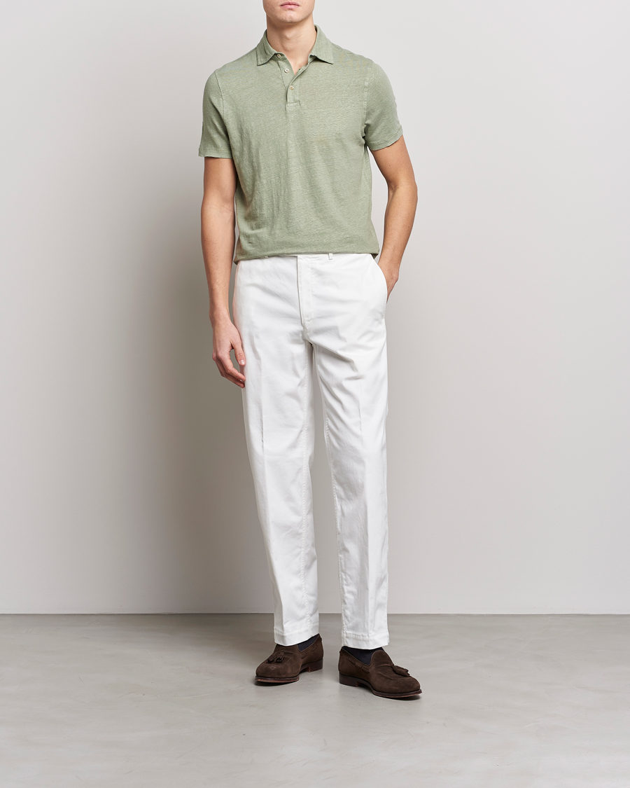 Herre | Polotrøjer | Stenströms | Linen Polo Shirt Pistachio