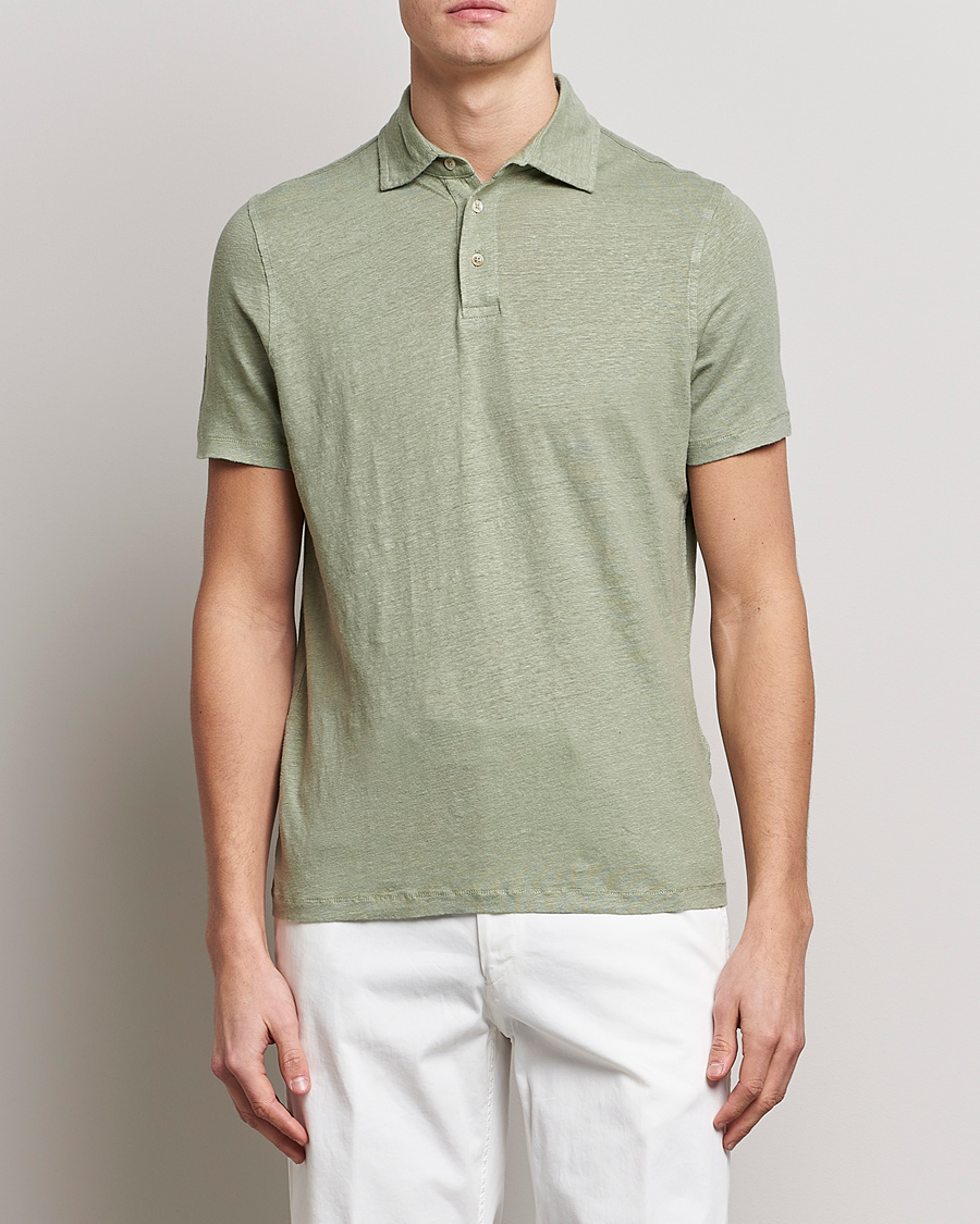 Herre | Polotrøjer | Stenströms | Linen Polo Shirt Pistachio