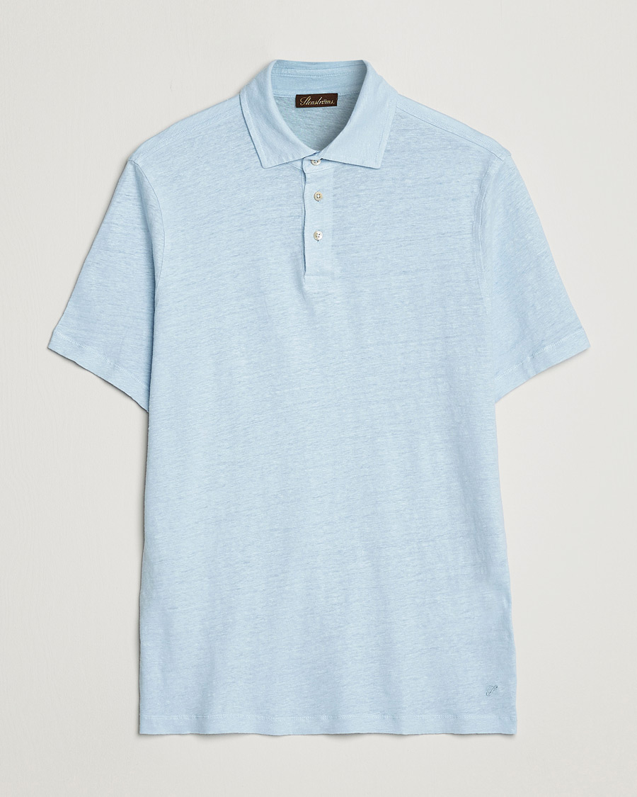 Herre | Polotrøjer | Stenströms | Linen Polo Shirt Light Blue