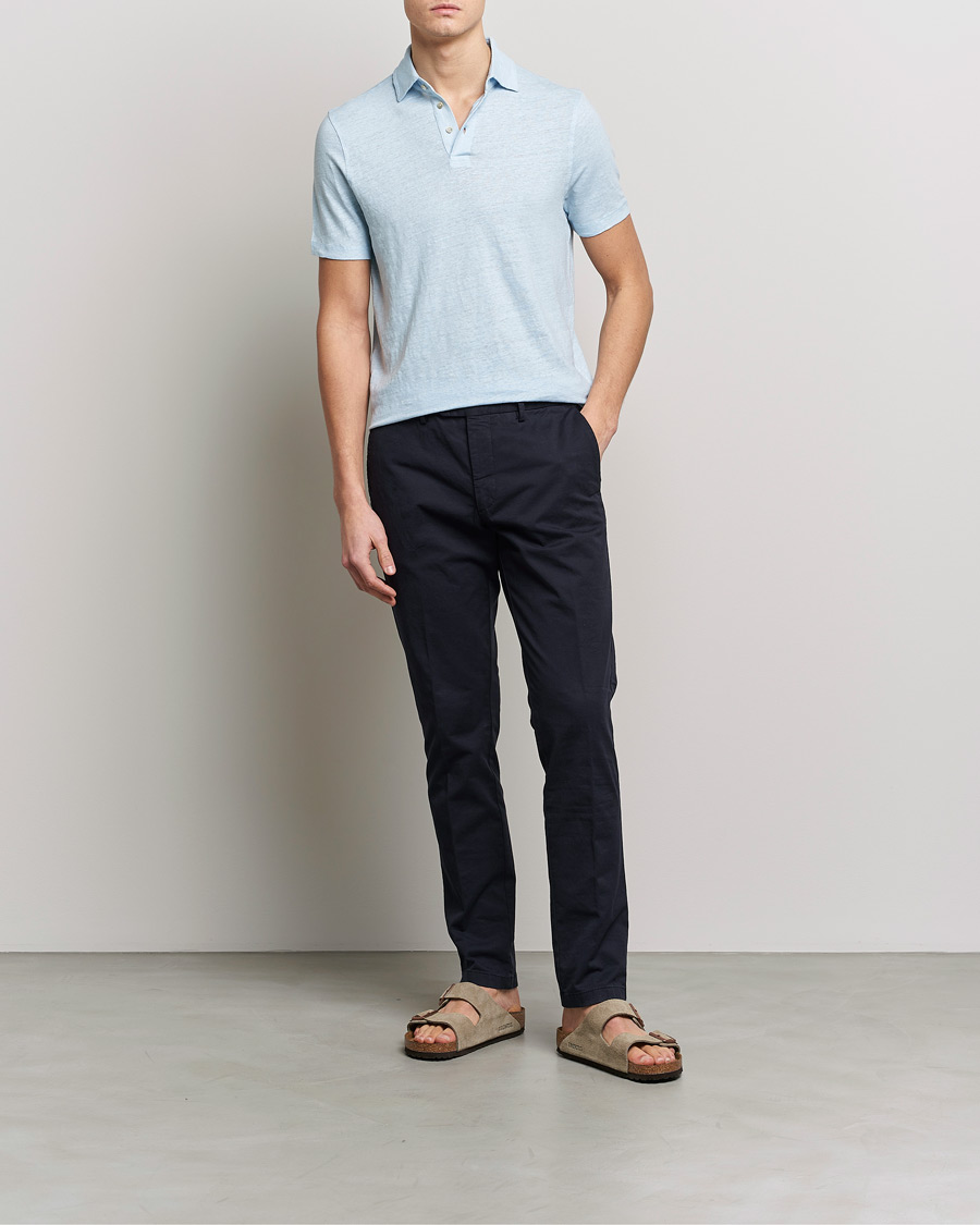Herre | Polotrøjer | Stenströms | Linen Polo Shirt Light Blue