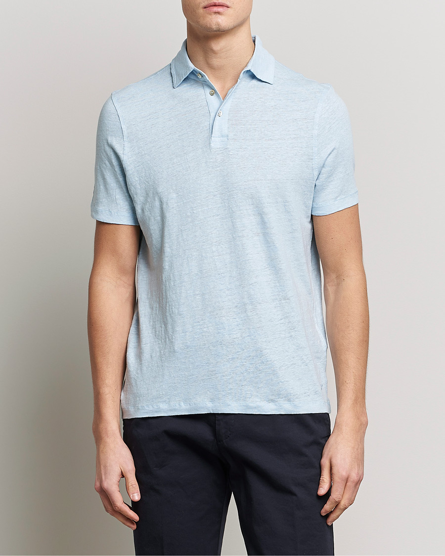 Herre | Polotrøjer | Stenströms | Linen Polo Shirt Light Blue