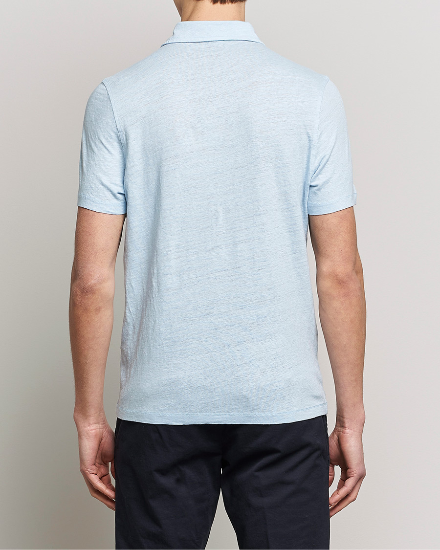 Herre | Polotrøjer | Stenströms | Linen Polo Shirt Light Blue