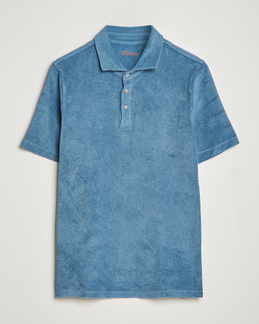 Herre | Polotrøjer | Stenströms | Terry Cotton Poloshirt Petrol Blue
