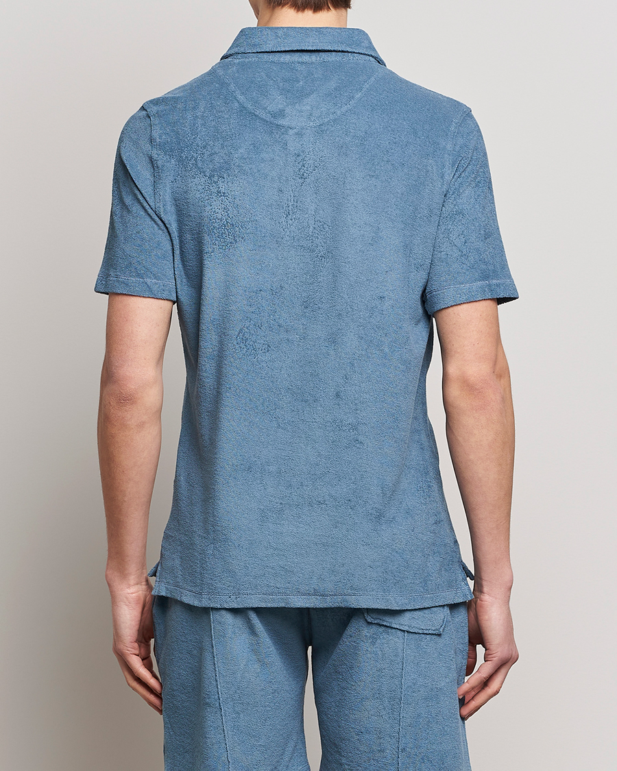 Herre | Polotrøjer | Stenströms | Terry Cotton Poloshirt Petrol Blue