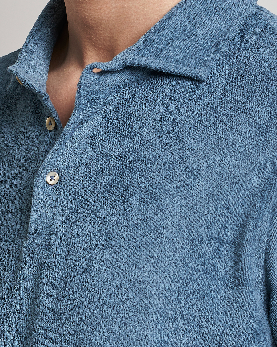 Herre | Polotrøjer | Stenströms | Terry Cotton Poloshirt Petrol Blue