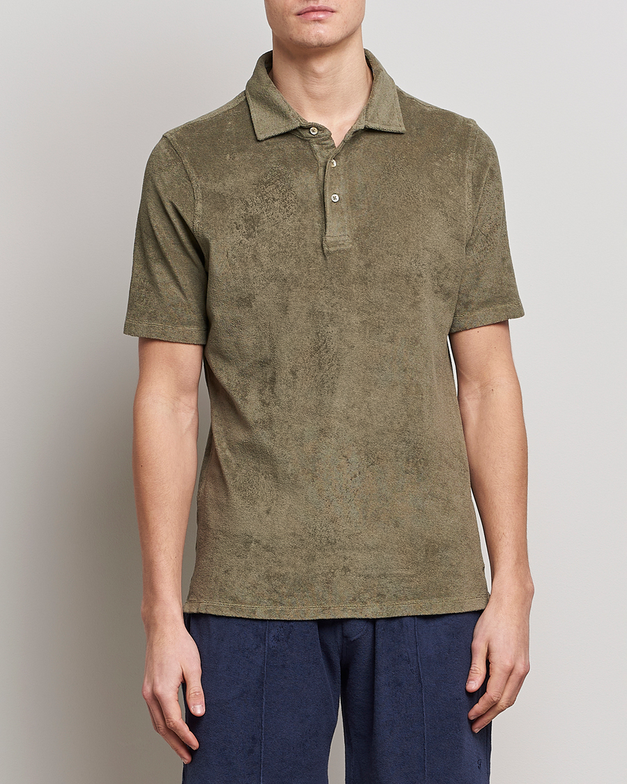 Herre |  | Stenströms | Terry Cotton Poloshirt Olive