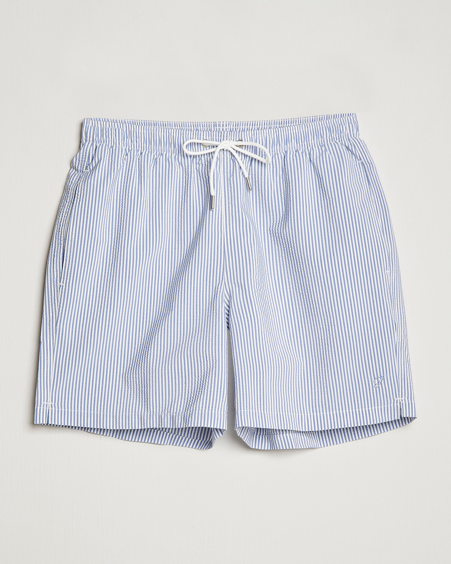 Herre | Badebukser | Stenströms | Seersucker Striped Swim Shorts Blue