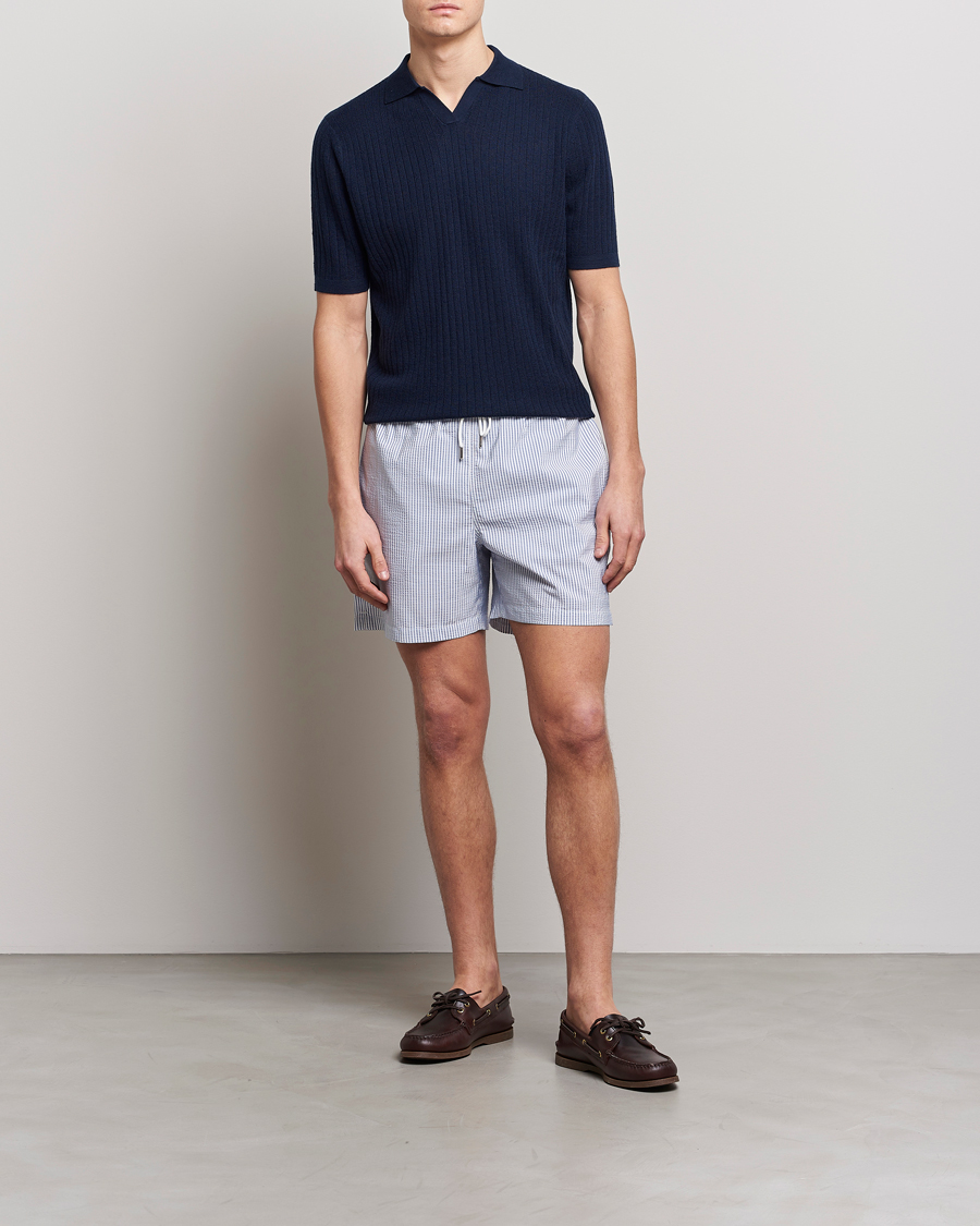 Herre | Badebukser | Stenströms | Seersucker Striped Swim Shorts Blue