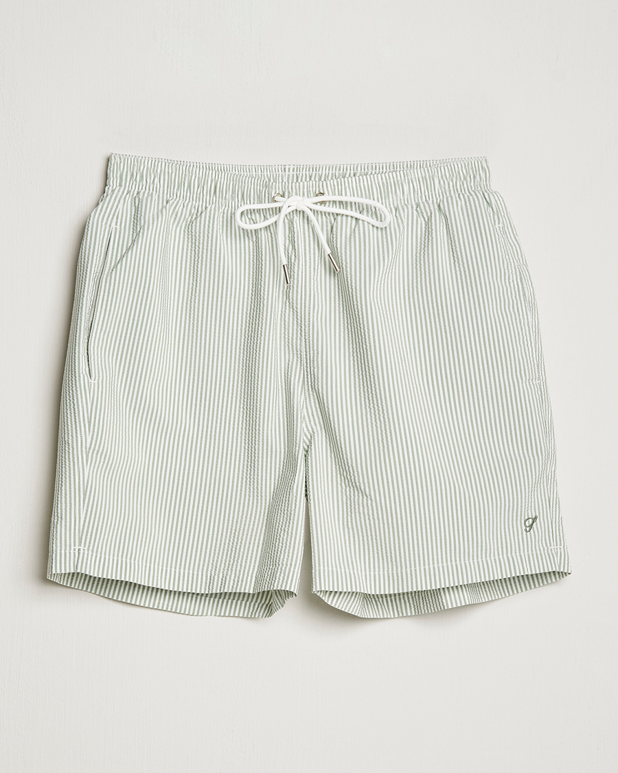 Herre | Badebukser | Stenströms | Seersucker Striped Swim Shorts Green