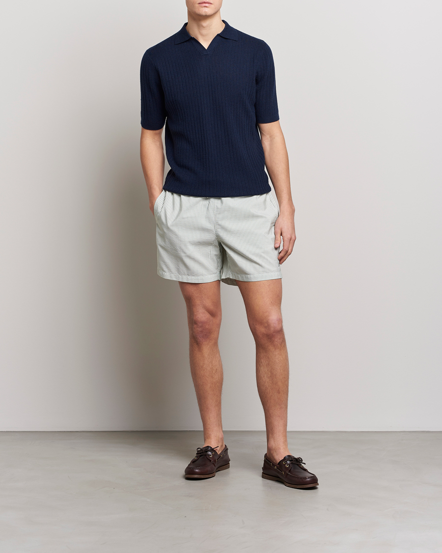 Herre | Badebukser | Stenströms | Seersucker Striped Swim Shorts Green