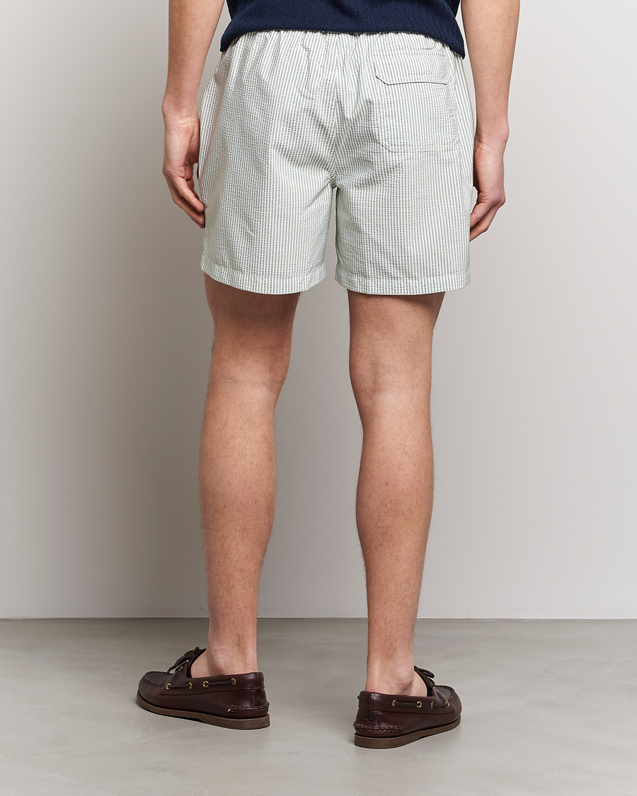 Herre | Badebukser | Stenströms | Seersucker Striped Swim Shorts Green