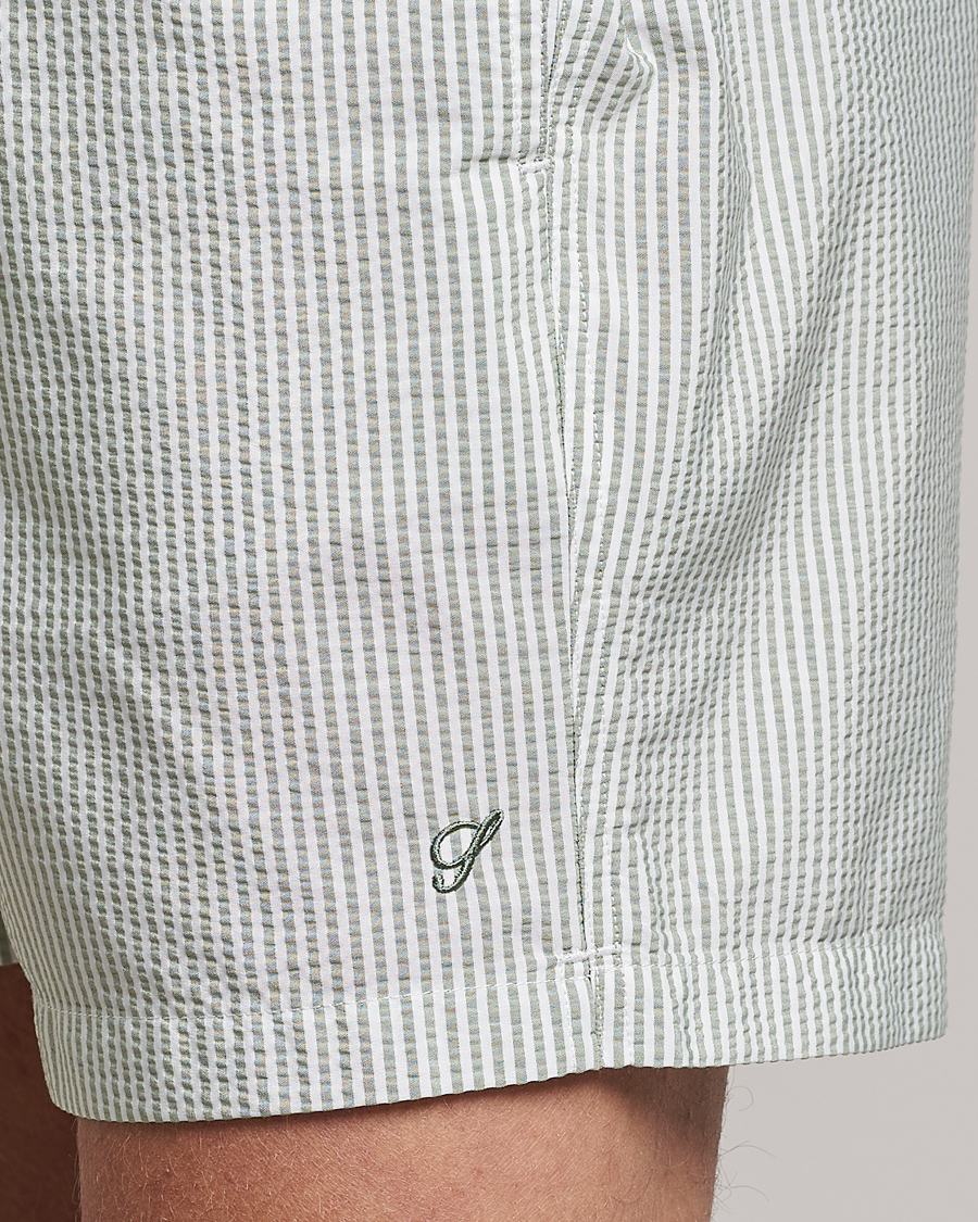 Herre | Badebukser | Stenströms | Seersucker Striped Swim Shorts Green