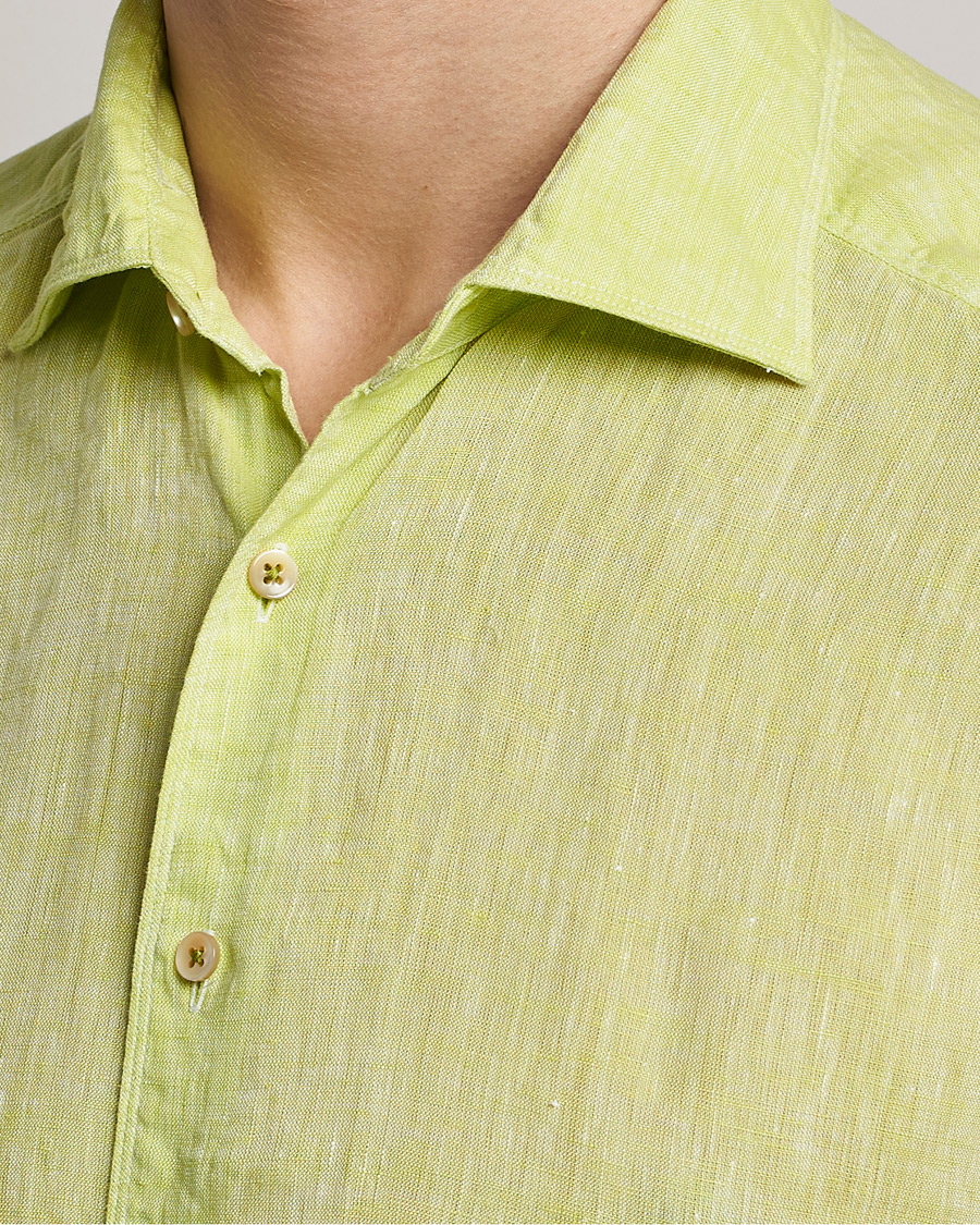 Herre | Skjorter | Stenströms | Slimline Cut Away Linen Shirt Pistachio