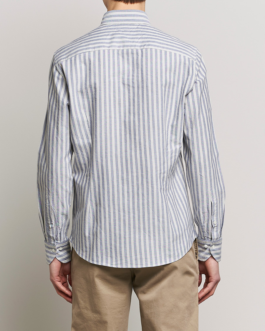 Herre | Skjorter | Stenströms | Slimline Washed Striped Oxford Shirt Blue