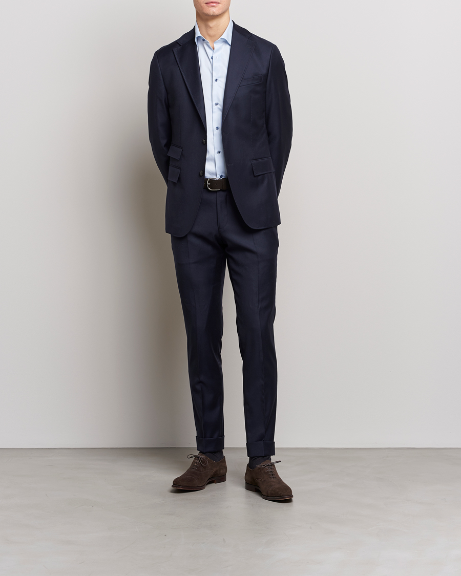 Herre | Businesskjorter | Stenströms | Slimline Cut Away Contrast Shirt Blue