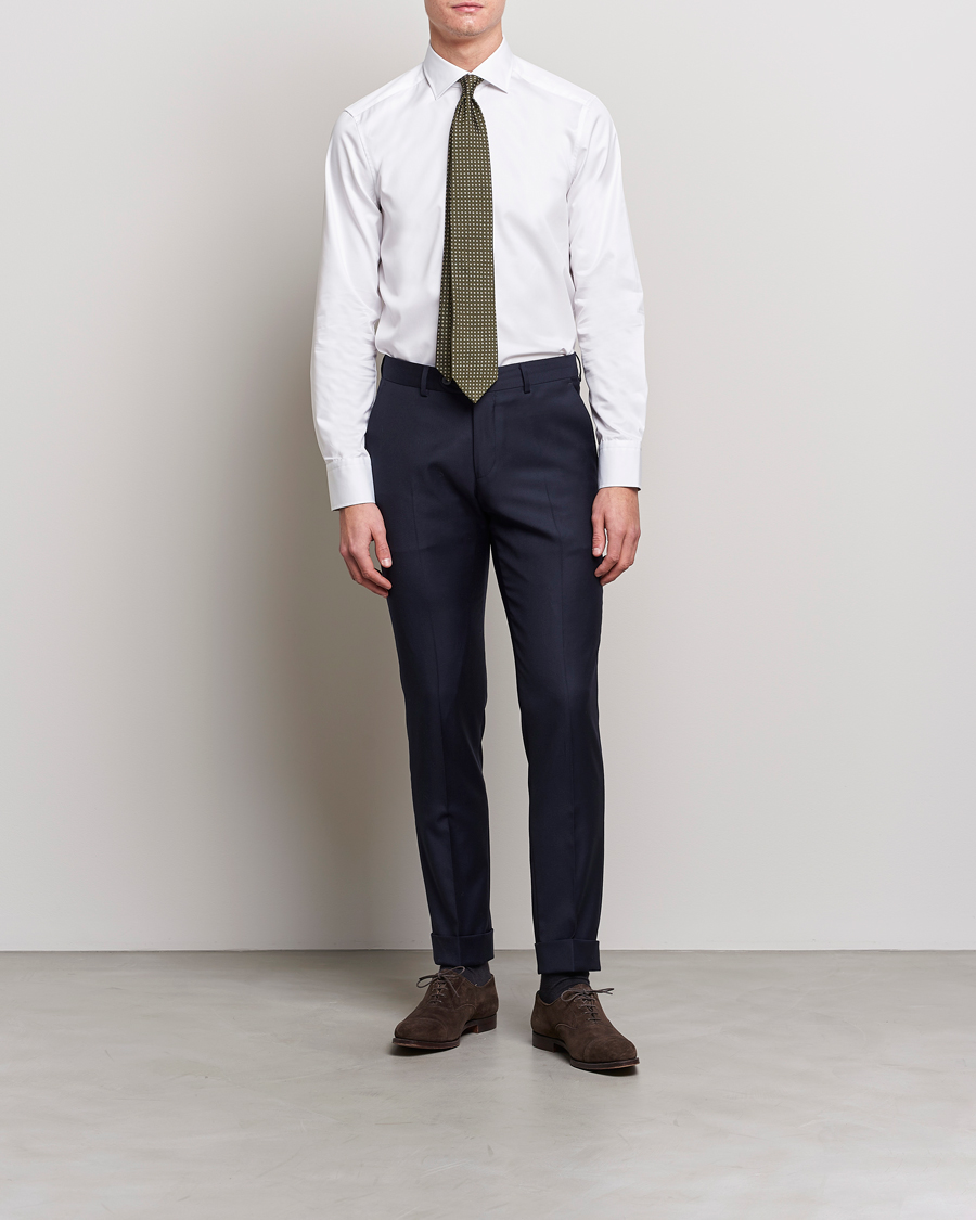 Herre | Skjorter | Stenströms | Slimline Cut Away Contrast Shirt White