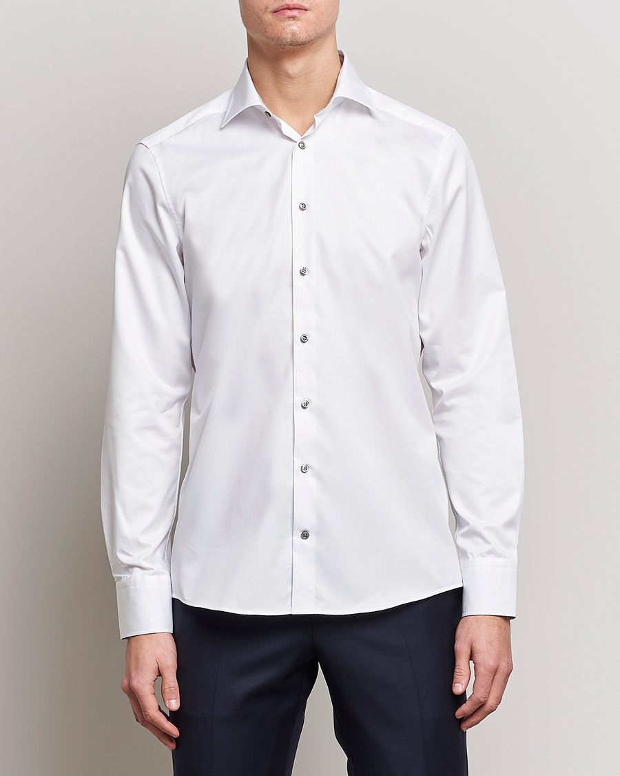Herre | Skjorter | Stenströms | Slimline Cut Away Contrast Shirt White