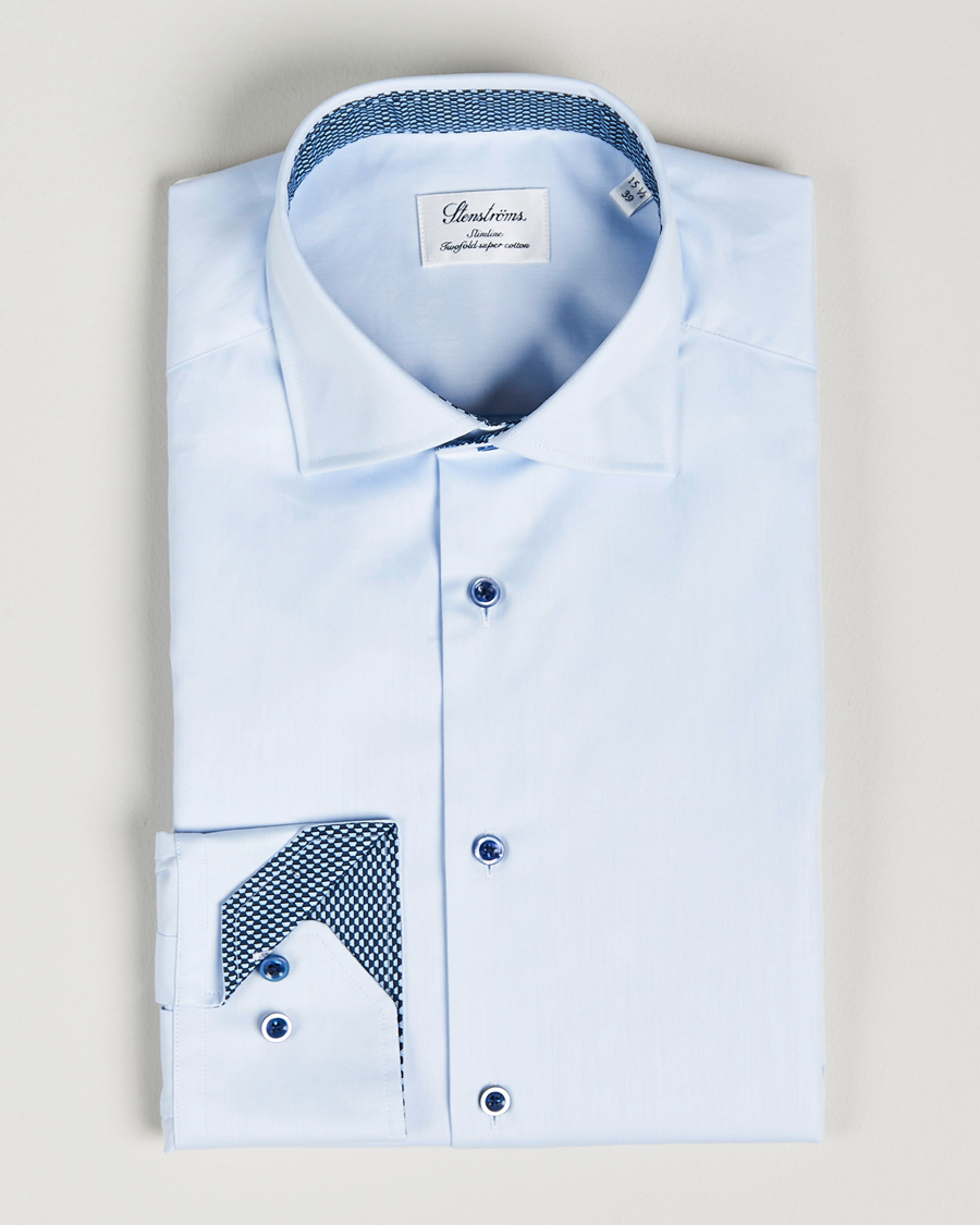 Herre | Skjorter | Stenströms | Slimline Cut Away Contrast Shirt Blue