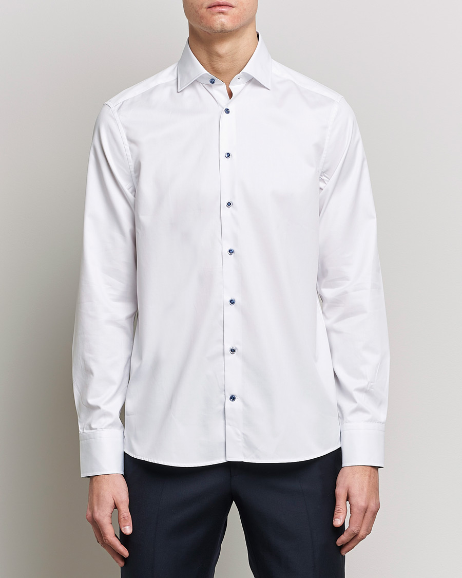 Herre | Skjorter | Stenströms | Slimline Cut Away Contrast Shirt White