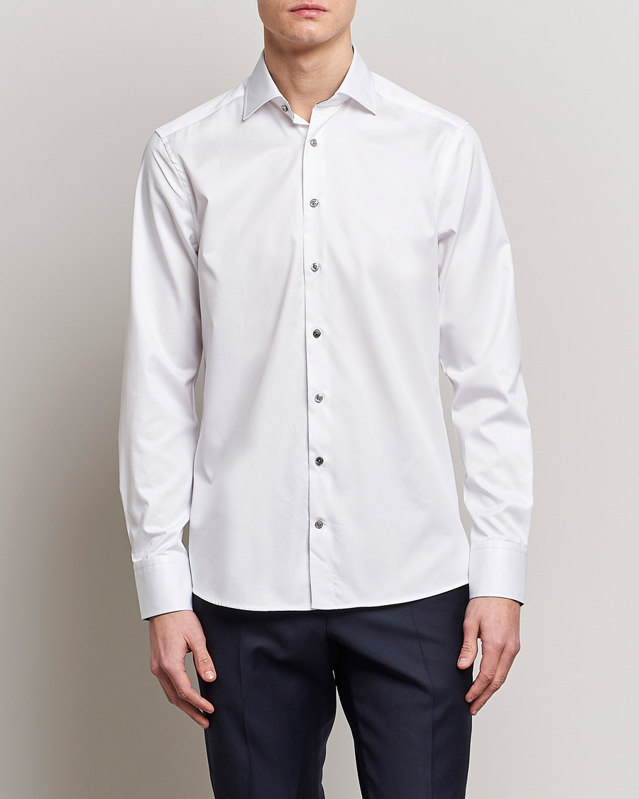 Herre | Skjorter | Stenströms | Slimline Cut Away Contrast Shirt White