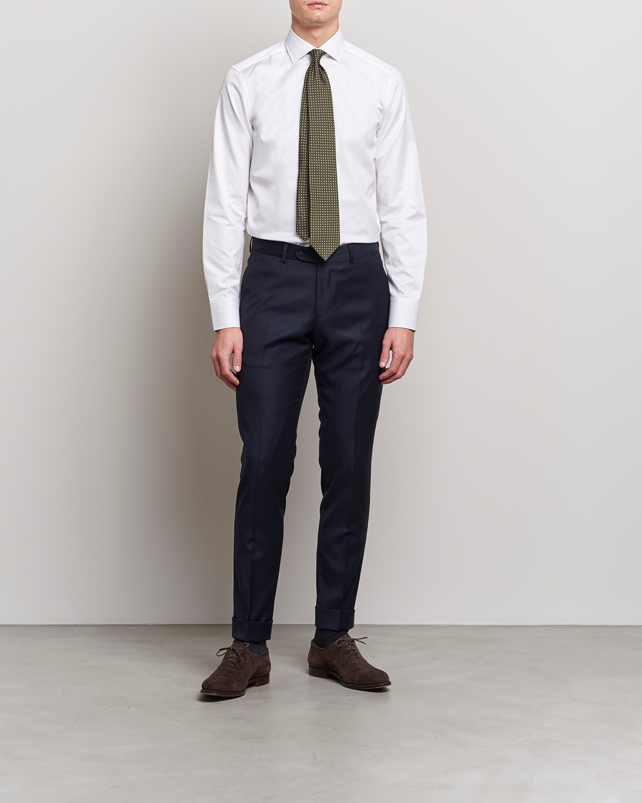 Herre | Skjorter | Stenströms | Slimline Cut Away Contrast Shirt White
