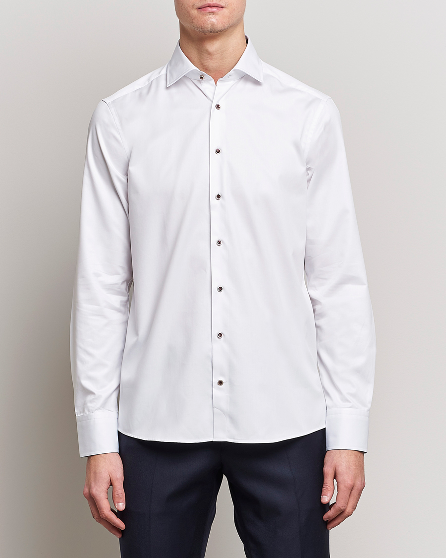 Herre | Skjorter | Stenströms | Slimline Cut Away Contrast Shirt White