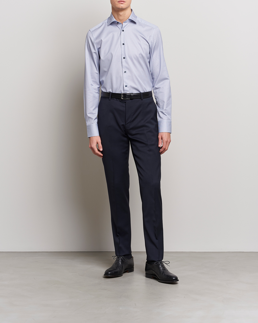 Herre | Skjorter | Stenströms | Slimline Cut Away Micro Print Shirt Blue