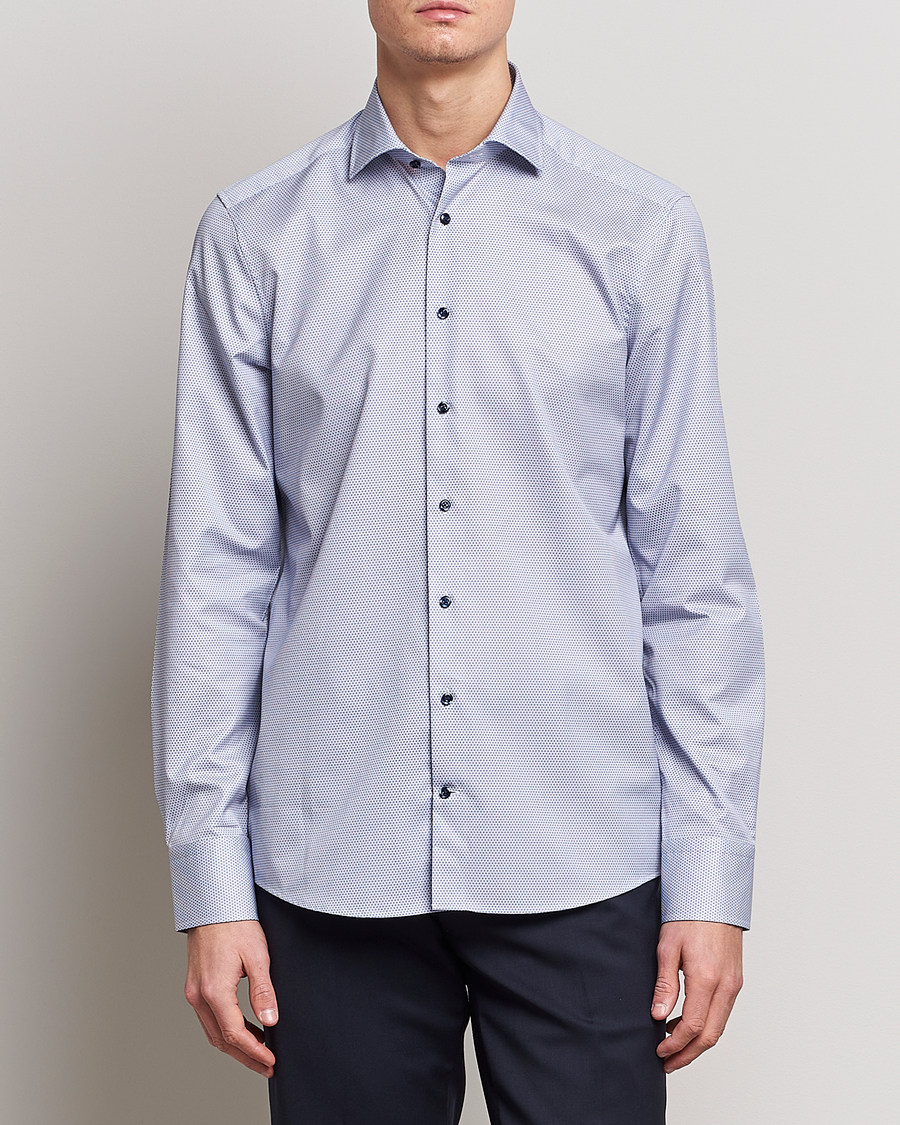 Herre | Skjorter | Stenströms | Slimline Cut Away Micro Print Shirt Blue