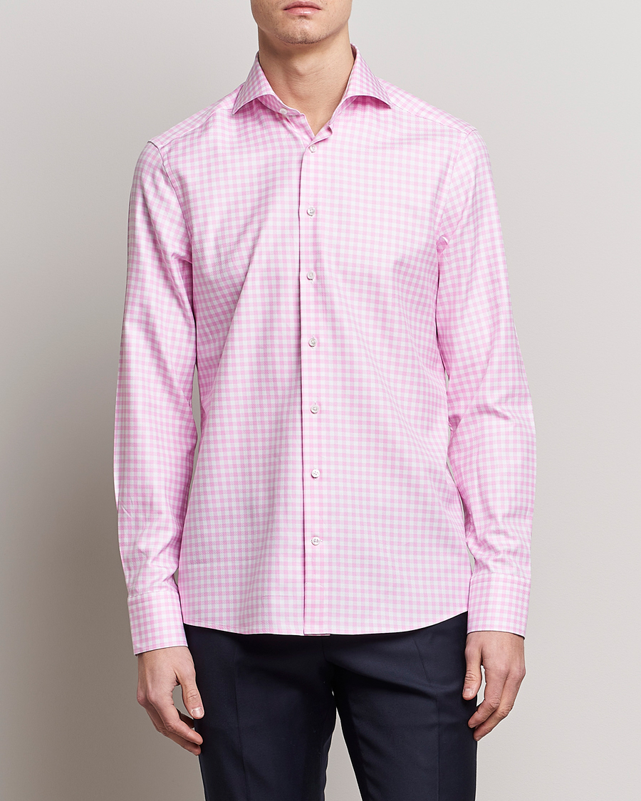 Herre | Skjorter | Stenströms | Slimline Checked Cut Away Shirt Pink