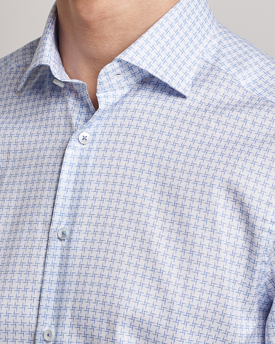 Herre | Skjorter | Stenströms | Slimline Cut Away Micro Print Shirt Blue