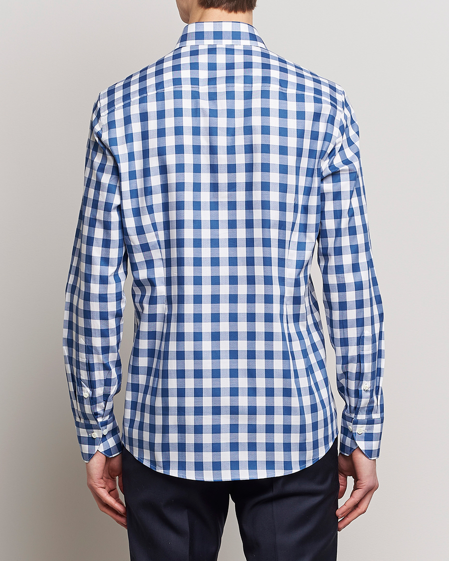 Herre | Skjorter | Stenströms | Slimline Cut Away Large Gingham Shirt Blue