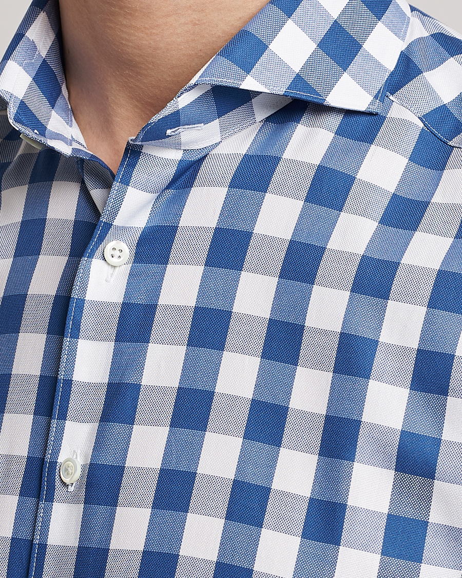 Herre | Skjorter | Stenströms | Slimline Cut Away Large Gingham Shirt Blue