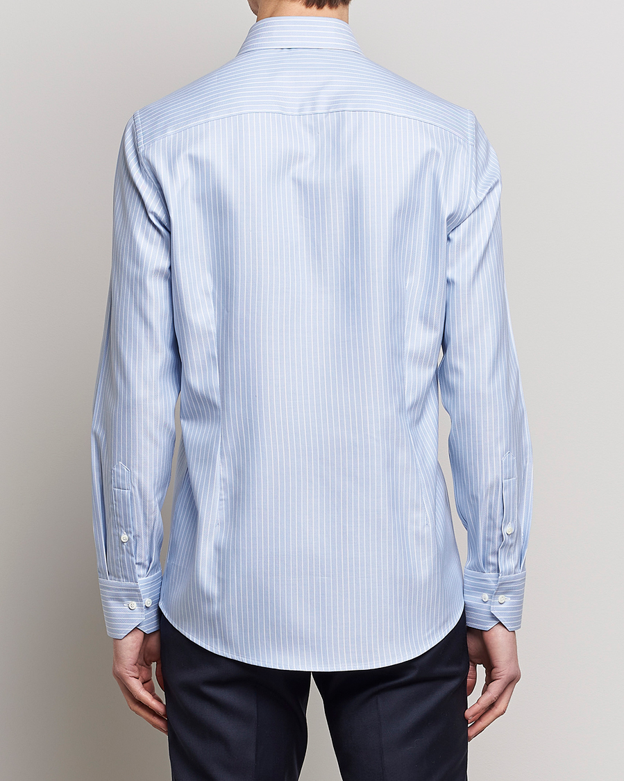 Herre | Skjorter | Stenströms | Slimline Cut Away Herringbone Striped Shirt Blue