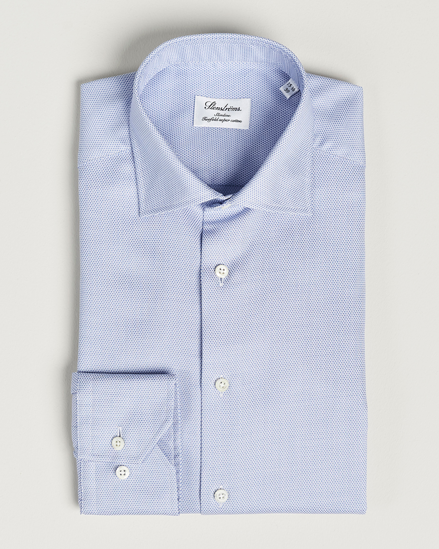 Herre | Skjorter | Stenströms | Slimline Cut Away Woven Structure Shirt Blue