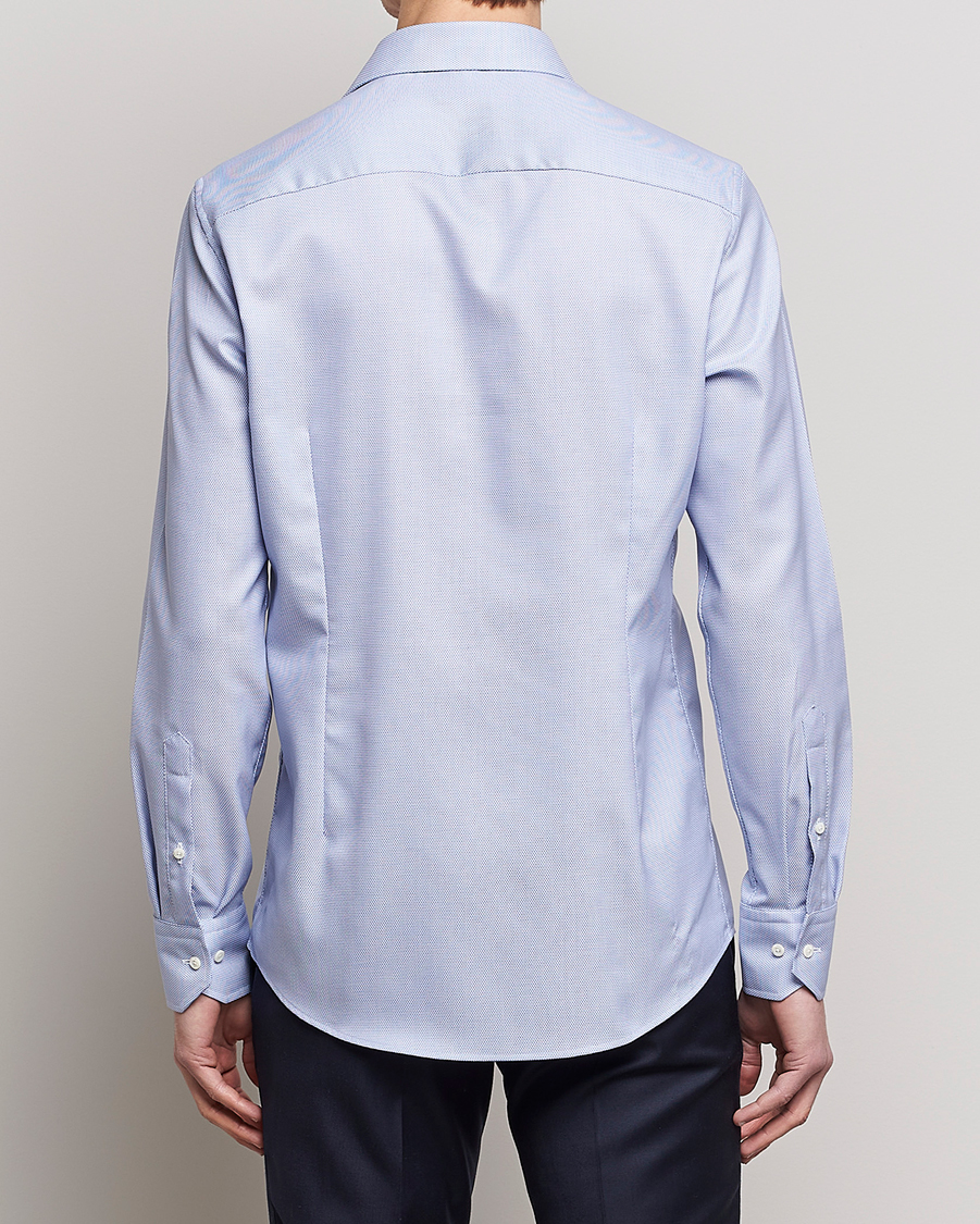 Herre | Skjorter | Stenströms | Slimline Cut Away Woven Structure Shirt Blue