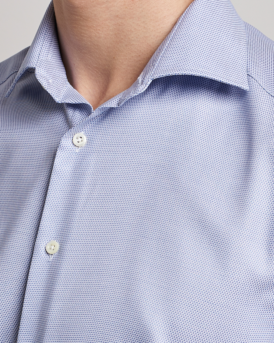 Herre | Skjorter | Stenströms | Slimline Cut Away Woven Structure Shirt Blue