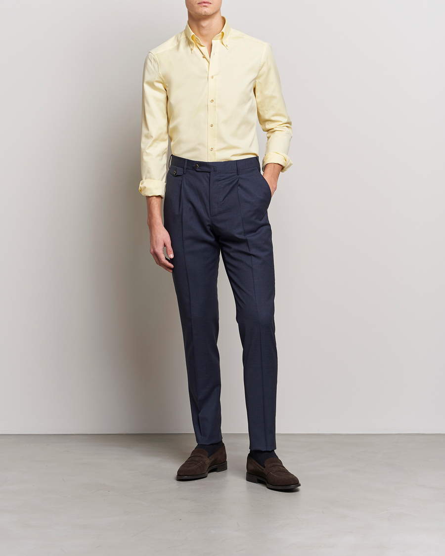 Herre | Skjorter | Stenströms | Slimline Button Down Pinpoint Oxford Shirt Yellow