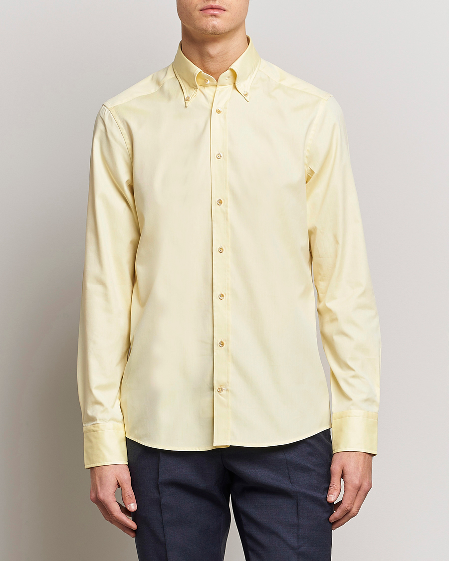 Herre | Skjorter | Stenströms | Slimline Button Down Pinpoint Oxford Shirt Yellow