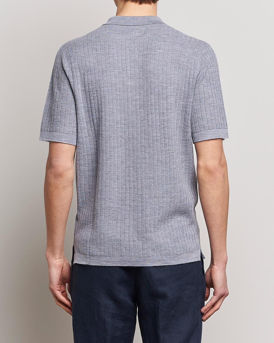 Herre | Polotrøjer | Stenströms | Merino/Lyocell Ribbed Buttoned Polo Shirt Grey