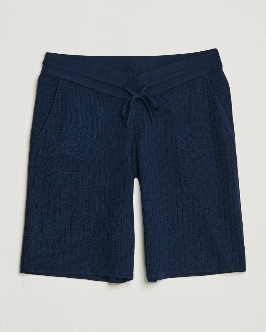 Herre | Shorts | Stenströms | Merino/Lyocell Ribbed Shorts Navy