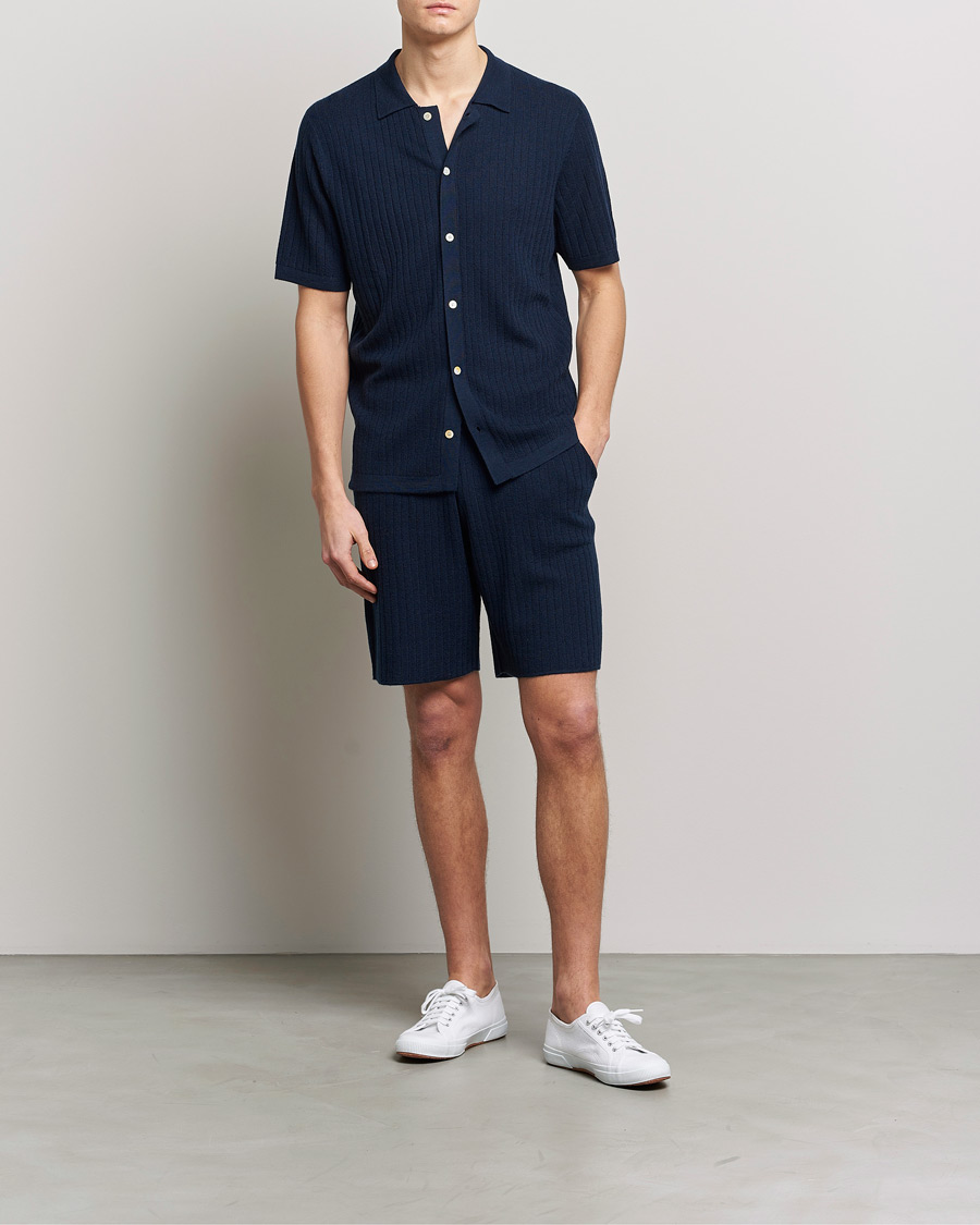 Herre | Shorts | Stenströms | Merino/Lyocell Ribbed Shorts Navy